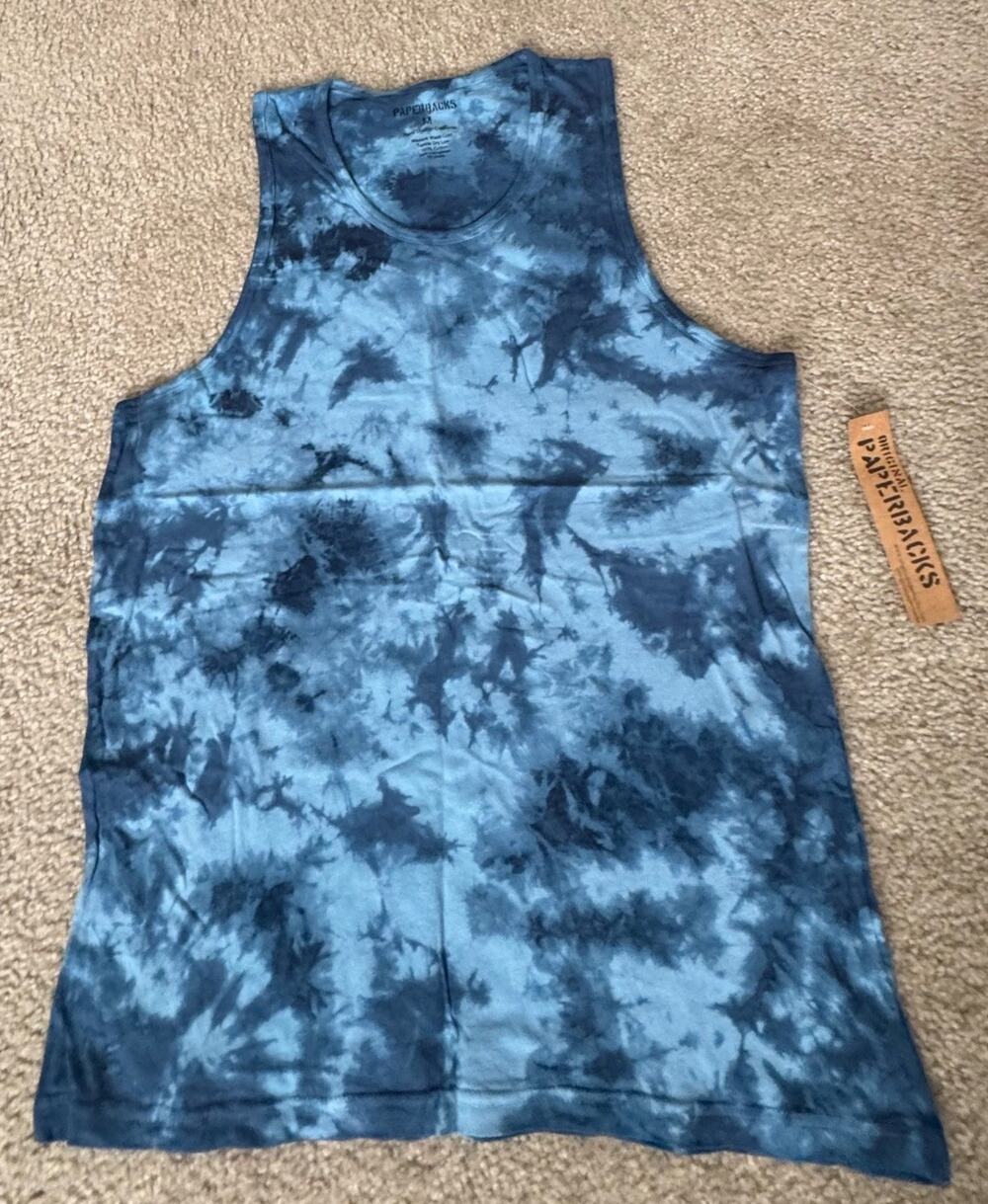 Paperbacks Tie Dye Tank Top Small Pink Yellow Black Spiral Sleeveless Cotton NEW